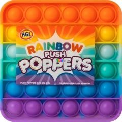 Push Poppers Jumbo szivárvány színű szilikon stresszoldó játék - négyzet alakú