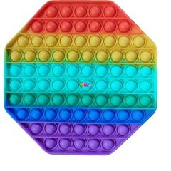 Push Poppers Jumbo szivárvány színű szilikon stresszoldó játék - nyolcszög alakú