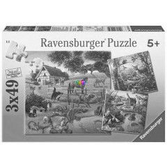 Puzzle - llatok, 3x49 db