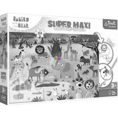 Puzzle - llatok a szavannn ktoldalas maxi puzzle sznezvel, 24 db