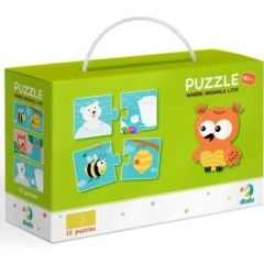 Puzzle - llatok s lakhelyk, 12 x 2 db