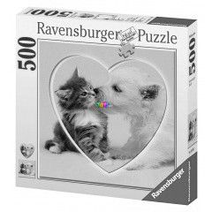 Puzzle - Cica s kutya, szvben 500 db