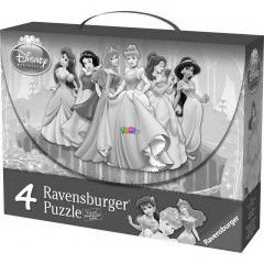 Puzzle - Disney Hercegnk, 4 az 1-ben dobozban