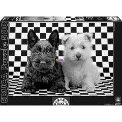 Puzzle - Fekete-fehér terrier kutyusok, 500 db