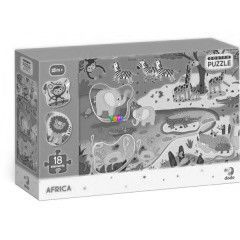 Puzzle kivehet elemekkel - Afrika, 18 db