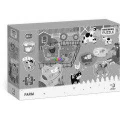 Puzzle kivehet elemekkel - Farm, 18 db