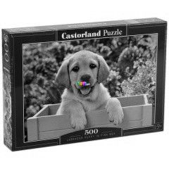Puzzle - Labrador klyk rzsaszn dobozban, 500 db