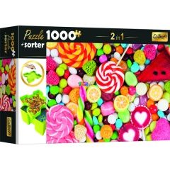 Puzzle - Színes cukorkák, 1000 db + szortírozó tálca