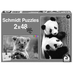 Puzzle - Tigris s pandaklyk, 2 x 48 db