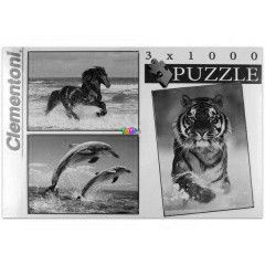 Puzzle - Tigris, l, delfinek, 3 az 1-ben
