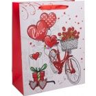 Romantikus bicikli mints ajndktasak, piros - 18x23 cm