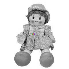 Rongybaba - 40 cm, lila ruhban