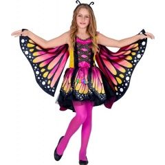 Rózsaszín pillangó jelmez szárnyakkal - 140 cm