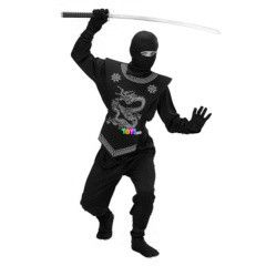 Srkny ninja jelmez - 128 cm-es mret, fekete