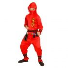 Sárkány ninja jelmez - 128 cm-es méret, piros