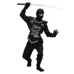 Srkny ninja jelmez - 140 cm-es mret, fekete