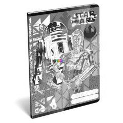 Star Wars - R2D2 és C-3PO mintás 2. osztályos vonalas füzet, A5, 16-32