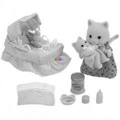Sylvanian Families - Fehr Cica mama s bbi, babakocsival