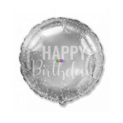 Szivrvny szn Happy Birthday felirat flia lufi, 45 cm