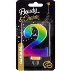 Szivrvny szn szletsnapi gyertya, 8 cm - 2-es
