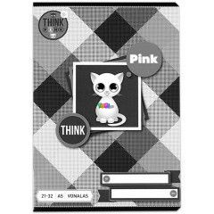 Vonalas fzet - Think Pink A5, 21-32, rzsaszn-fekete
