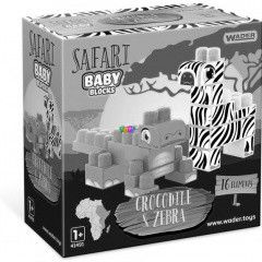 Wader - Baby Blocks Safari ptkockk - Krokodil s zebra